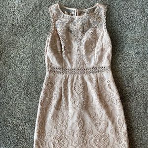 Blush lace cocktail dress
